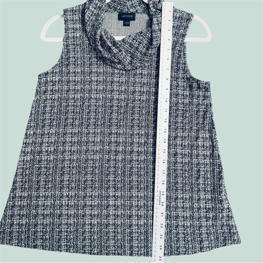 J Jill Knit - Stretch Sleeveless Black & White Cowl Neck Top Size Small - Picture 8 of 9